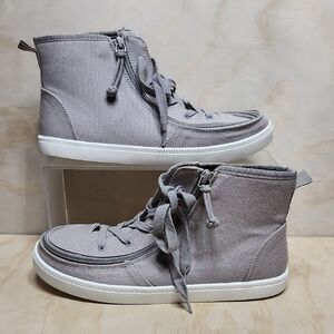 Billy Footwear Gray High-Top Sneakers Zipper Textile Women Shoe 7